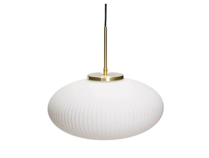 Serene Pendelleuchte Ellipse, Ø40 cm, opal/messing - Hübsch - Wohnzimmer - Glas