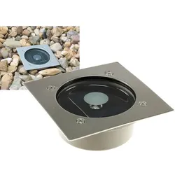 ChiliTec Solar LED Bodenstrahler "CTB-E", eckig 105x105x40mm, IP44, Edelstahl-Front