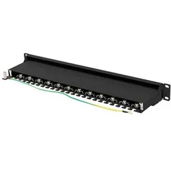Lanberg Rangierfeld 24-Port 1U Kat.7 FTP Schwarz PPS7-1024-B, Server Zubehör, Schwarz