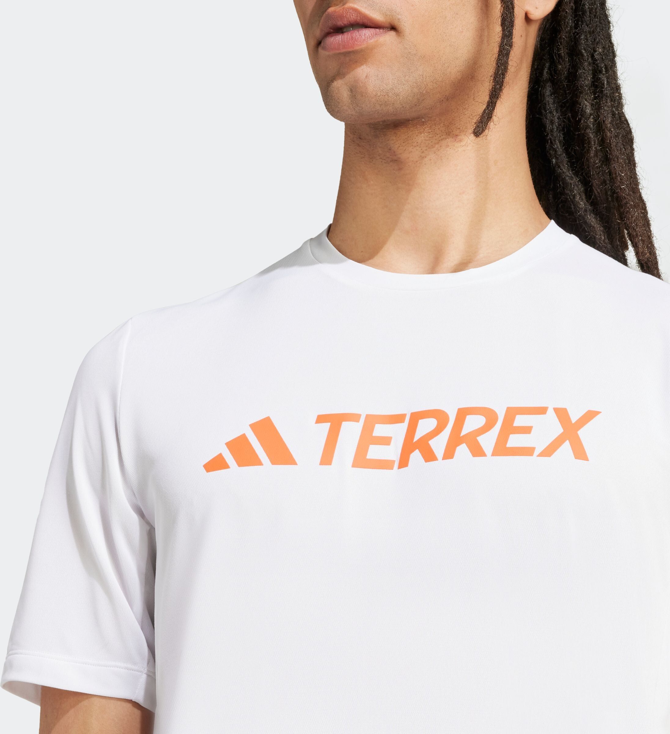 Funktionsshirt ADIDAS TERREX "MULTI CLIMACOOL LOGO TECH", Herren, Gr. L, weiss (weiß), Obermaterial: 100% Polyester, Shirts Funktionsshirt, sportliches Funktionsshirt, ohne Verschluss, aus Polyester weiß L