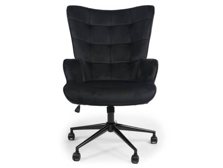 Menzzo Fauteuil de Bureau FLORELO Velours Noir – Chaise Bureau Design avec Haut Dossier et roulettes – Fauteuil Pivotant Confortable Style Moderne pour Travail & Télétravail