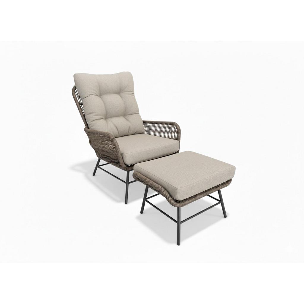 Tierra Outdoor Gartensessel-Set , Anthrazit, Champagner , Metall, Textil , rund , 72x96x139 cm , wetterbeständig, lichtecht , Gartenmöbel, Gartenstühle, Gartensessel
