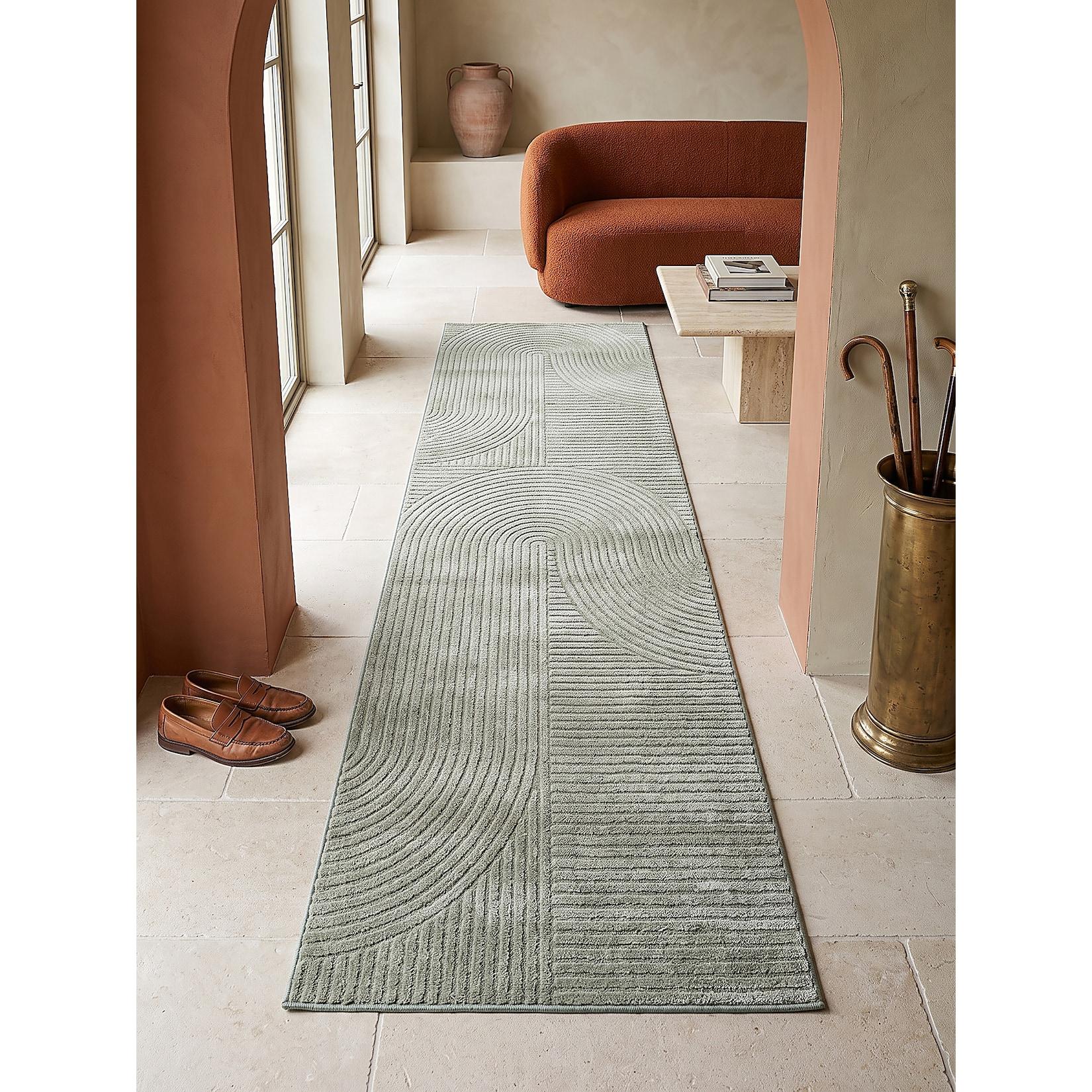 Läufer Pflegeleicht Grün 80x300 cm - CETINA Kadima Design