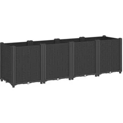 Helloshop26 - Hochbeet für Pflanzen Blumen Terrasse Garten 160 x 40 x 53 cm schwarzes Polypropylen 02_0037462