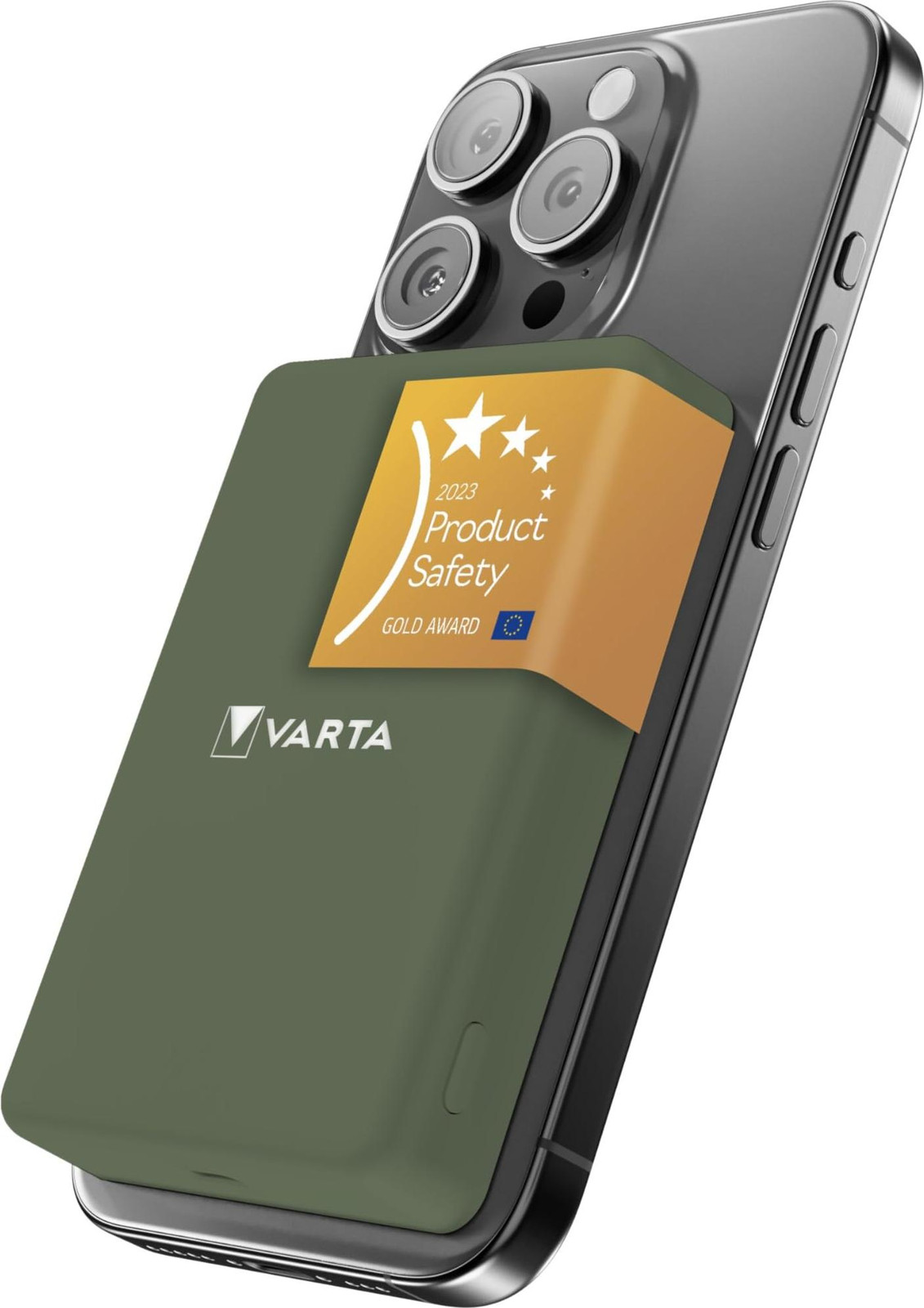 VARTA Mag Pro Powerbank 5000 mAh, magnetisch en draadloos, olijfgroen
