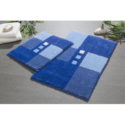 Badematte GRUND "Merkur" Gr. 61, blau, H:20mm, Kunstfaser, Badematten, Badematte, mehrfarbig, auch als 2 teiliges & 3 teiliges Badematten Set erhältlich