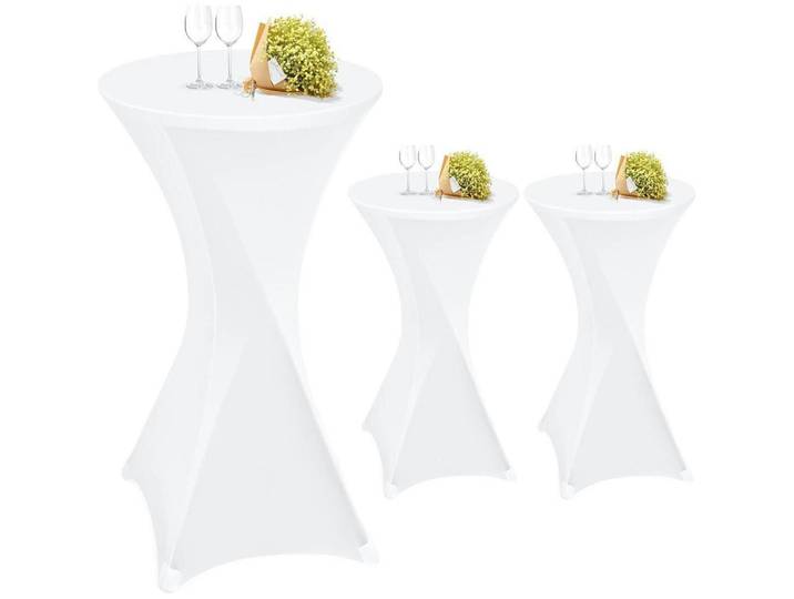 Stehtischhusse 3er Set weiß 60 cm, Weiß, 60x110 cm, Heimtextilien, Bezüge