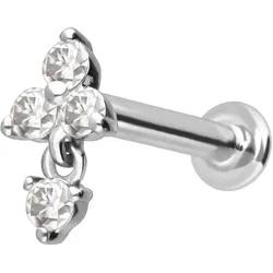 14 Karat Gold Labret mit Innengewinde MOISSANIT-BLUME + MOISSANIT