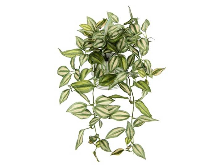 Künstlicher Tradescantiahänger mit Übertopf Kunstpflanze hängend Deko Hängepflanze Rankende Girlande Pflanzenampel Ampel Grünpflanze Zimmerpflanze Kletterpflanze Efeuranke Efeu, 42x26x22cm