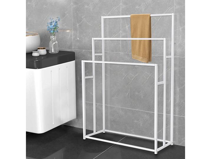 Porte-serviettes Vertical 75x25cm, porte-serviettes autoportant à 3 niveaux, porte-serviettes sur pied pour chambre à coucher, salle de bain ou piscine