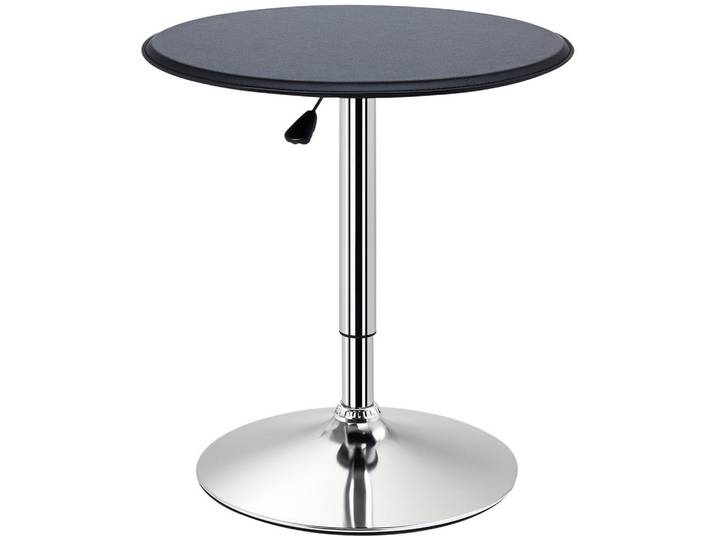 ComfortXL Bartisch De-08057 höhenverstellbar, Kunstlederbezug, Vintage-Design Schwarz, Metall, 63x93x63 cm, Esszimmer, Barmöbel, Bartische