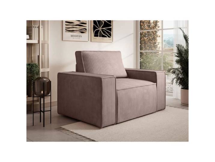 Fauteuil en velours côtelé mauve AMELIA