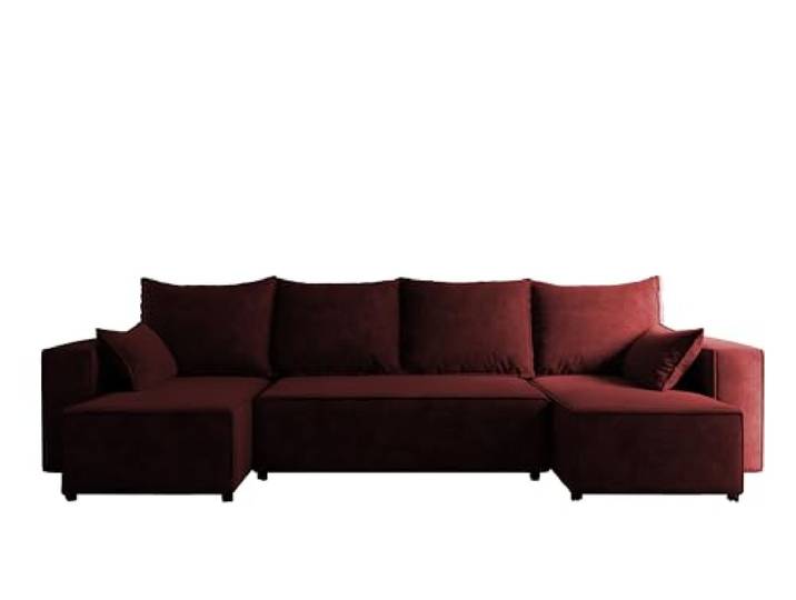 4ALL HOME Ecksofa mit Schlaffunktion Tobi U 316x145 cm - Couch - Sofa mit Bettkasten - Eckcouch - L-Form - Schlafsofa - Schlafsofa mit Bettkasten (Velo 628 Rotwein)