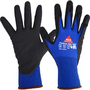 Hase Arbeitshandschuhe Padua Pro ESD, 508690-ESD, Nitril-Beschichtung, blau, Größe 8 / M, 10 Paar