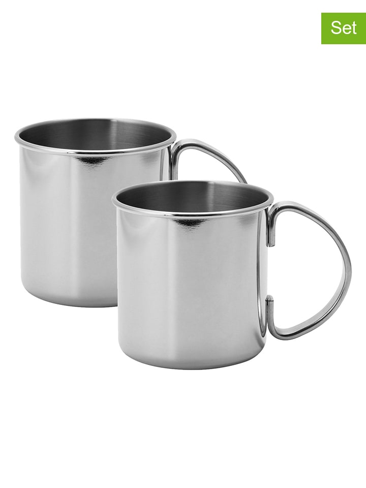 Echtwerk 2er-Set: Cocktail-Becher ''Moscow Mule'' in Silber - 480 ml - onesize