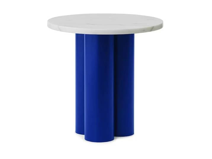 Normann Copenhagen Dit Beistelltisch Ø40 cm White Carrara-bright blue