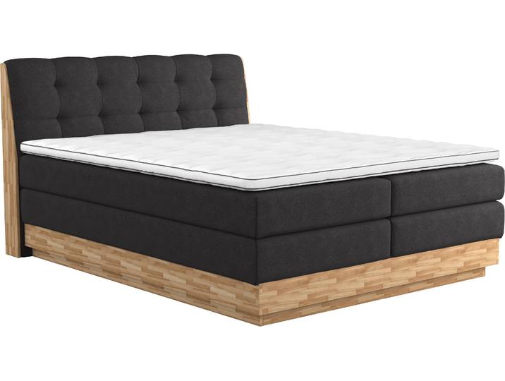 Boxspringbett HOME AFFAIRE Naome , beige, B:161cm L:217cm, 100% Polyester, Komplettbetten, Boxspringbett, Boxspringbett, Inklusive Topper
