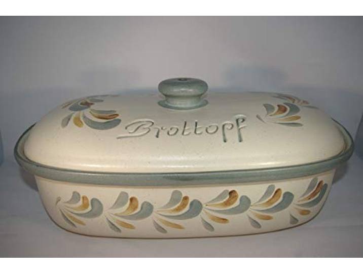 Brottopf Schilf Gross 40 cm Brotkasten Brotbox Brotdose Brotbehälter Steinzeug LxB 41x25