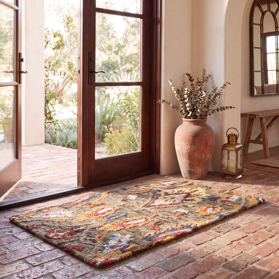 Blue Elephant Tansy Hand Tufted Wool Rug Green/Brown Round 122 cm