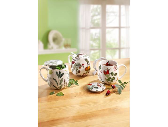 Teetassen aus feinem Porzellan, Bunt, Teetasse Hagebutte