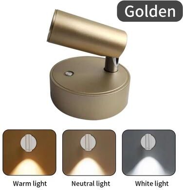 Uplifted Finds LED Magnetic USB Rechargeable Wall Spotlight Set 2pcs Wireless Reading Light gold