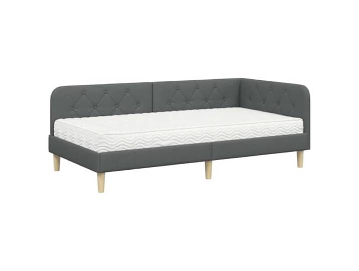 PUGYNBK Eck-Bettgestell, dunkelgrau, 90 x 200 cm, Stoff Fester Lattenrost, atmungsaktives Polyester, L-Design, Reinigung mit trockenem Tuch