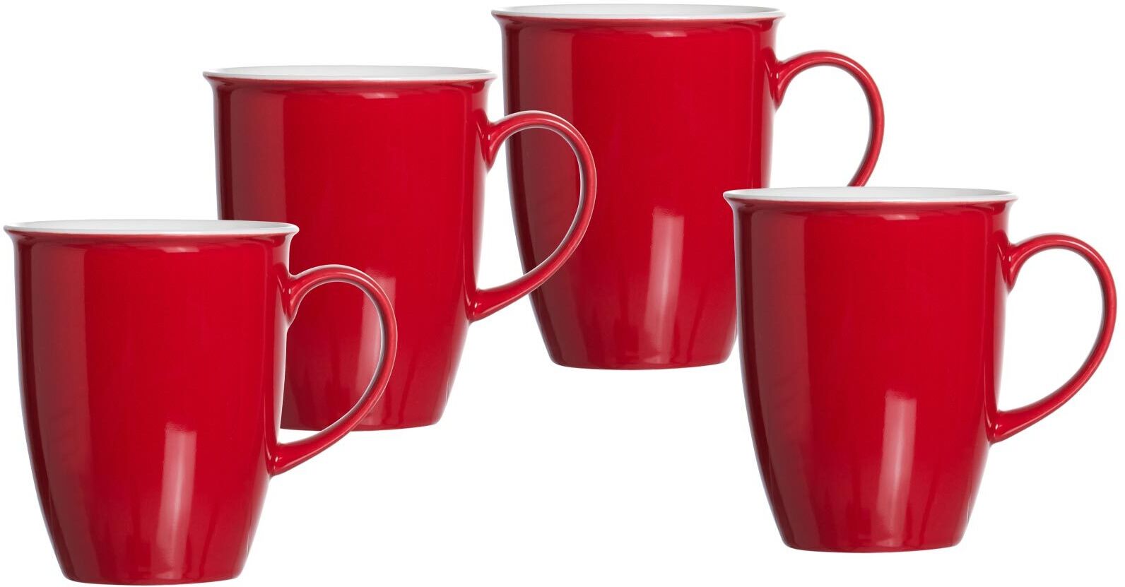 Becher RITZENHOFF & BREKER "Kaffeebecher Doppio 320 ml 4er Set", rot, Porzellan, Trinkgefäße, Becher