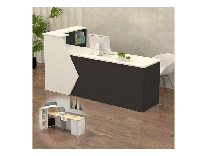LuxusKollektion Empfangstheke Empfangstheke Verkaufstresen Weiß + Schwarz (Oben Rechts) 220x60x100cm (1-St)