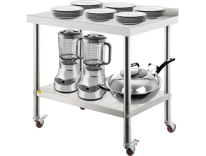 SucceBuy Table de préparation en acier inoxydable, capacité de charge de 440lb, table de travail en métal robuste, poste de travail commerciale pour la cuisine