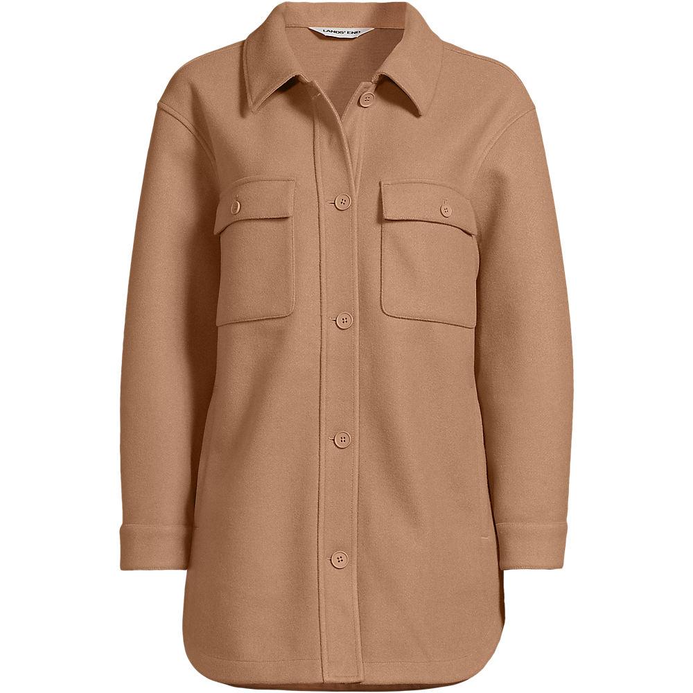 Soft Fleece Hemdjacke in Petite-Größe, Damen, size: petite, Braun, Polyester, by Lands' End