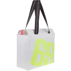 CANVASCO Strandtasche mit Reißverschluss aus recyceltem Segeltuch in weiß/neongelb - Badetasche wasserabweisend und robust - Tragetasche