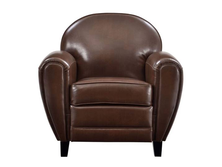 Fauteuil marron en croûte de cuir enduite