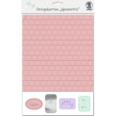 URSUS Spezialpapiere Designkarton Geometric, DIN A5, 5 Blatt