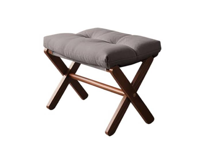 KKTX Faltbarer Fußhocker Ottoman, modernes Sofa Fußschemel mit dickem Baumwollkissen & Bambus x Beine, für Schlafzimmer, Wohnzimmer, Eingangsjahr, BüroGrey,45x30cm
