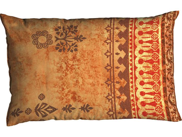 Kissenbezug CASATEX Indi , orange (terra), B:80cm L:40cm, Satin, Obermaterial: 100% Baumwolle, Kissenbezüge, Kissenbezug, Kissenbezug mit Ornamenten, passend zur Bettwäsche in Qualität Satin