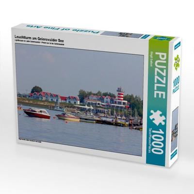 CALVENDO Puzzle Leuchtturm am Geierswalder See | 1000 Teile Lege-Größe 64x48cm Foto-Puzzle für glückliche Stunden