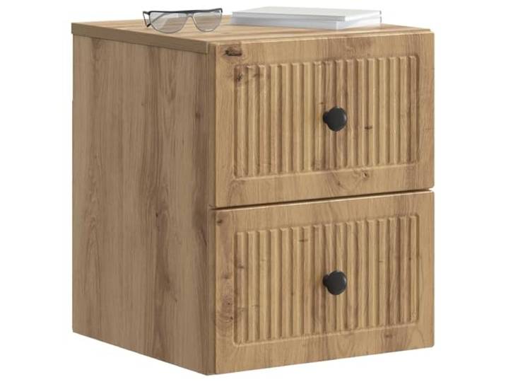 KTHLBRH Wand-Nachtschrank, 2 Stück, Eiche Holztechnik, Schubladen und Fächer, Vintage-Design, platzsparende Wandmontage