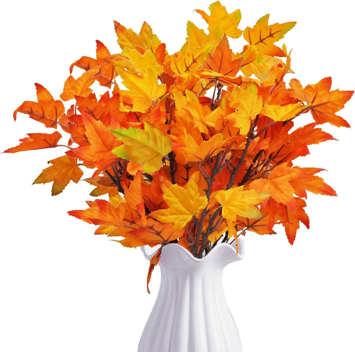 6 Bundles Kunstbloemen voor Herfstdecoratie - Kunstmatige Esdoornbladeren en Takken