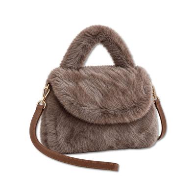 Henkeltasche "Smallfoot", Damen, Gr. B/H/T: 20cm x 14cm x 8cm onesize, dunkelbraun, Kunstfaser, COLLEZIONE ALESSANDRO, Taschen, aus kuschelweichem Teddy