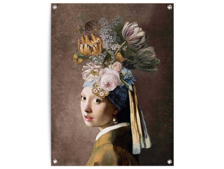 Poster REINDERS Vermeer Blumenmädchen mit dem Perlenorhrring , bunt (farbe bild(er): bunt), B:60cm H:80cm T:0,1cm, Leinwand, Bilder, Poster, Outdoor für Garten oder Balkon