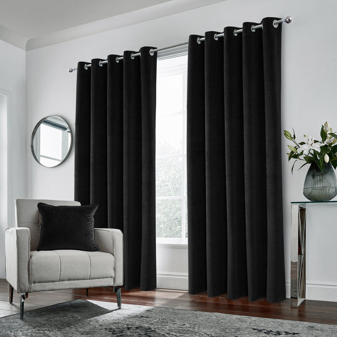 Brayden Studio Aimien Blackout Curtain Black 229cm Width x 274cm Drop
