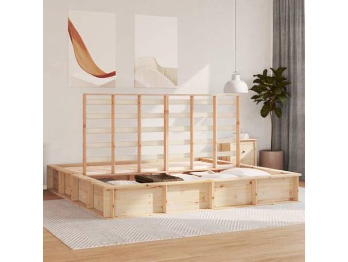 KTHLBRH Bettgestell Kiefer massiv 200 x 200 cm braun Modernes Design, robuste Plattform, einfache Linien, elegant für Zimmer