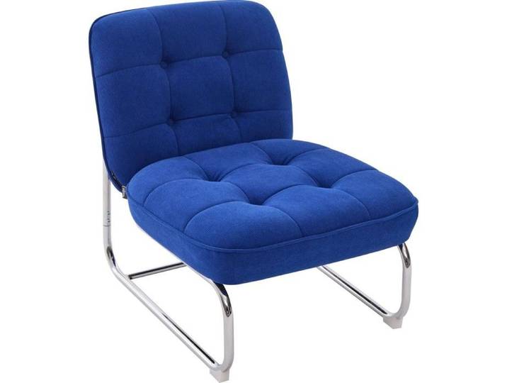 Fauteuil en velours côtelé bleu électrique piètement chromé - Marvin