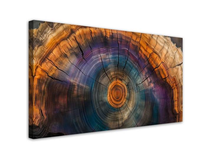 Feeby Leinwandbild Bunte Baumringe 100x50cm, Orange, Baum/Pflanze/Natur, Rechteckig, 100x50 cm, Bilder & Rahmen, Bilder, Leinwandbilder