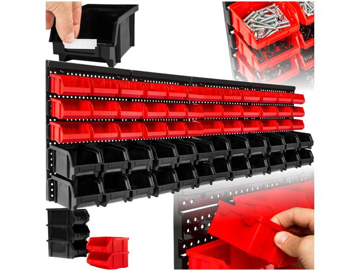 Etagère murale avec 30 bacs de rangement - Lot de 2