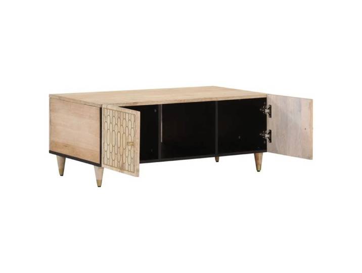 Table basse en bois de manguier - GKO - 100x54x40 cm - Bois de manguier massif - Finition naturelle blanchie