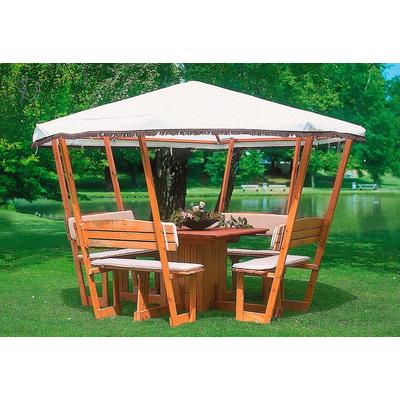 Holzpavillon PROMADINO "Rosenheim", weiß (braun, weiß), B/H/T: 304cm x 213cm x 304cm, Pavillons, BxT: 304x304 cm, inkl. Sitzgruppe