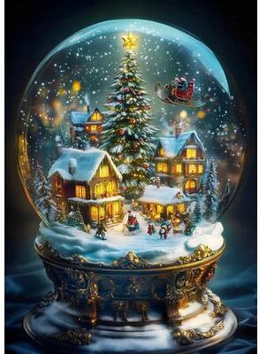Inspired Finds Classic Santa Claus Christmas Canvas Wall Art Festive Holiday Poster Decor 7.87x11.81in magic Snow Globe