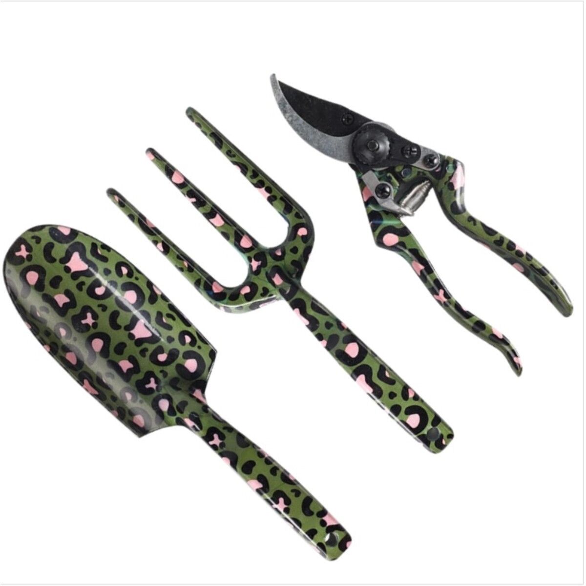 INF 3-teiliges Gartengeräte-Set - Magnesium-Aluminium-Legierung Pflanzkelle mit Messskala, Handgabel & Gartenschere, gemischte