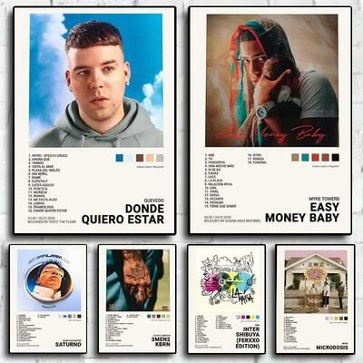 Uplift Essentials Urban Latin Music Album Canvas Print Modern Aesthetic Wall Art For Reggaeton & Trap Fans style 7 7.9 In X 11.8 In
